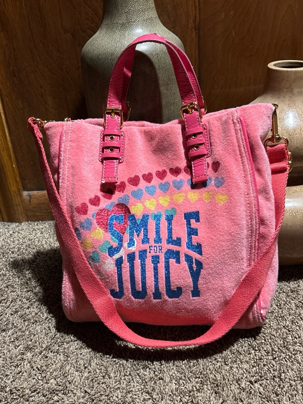 Vintage Juicy Couture Pink Terry Cloth Crossbody Bag